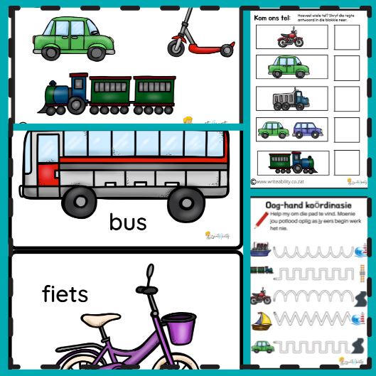 Pret met Vervoer: Aktiwiteite, Speletjies en Werksvelle. WriteAbility