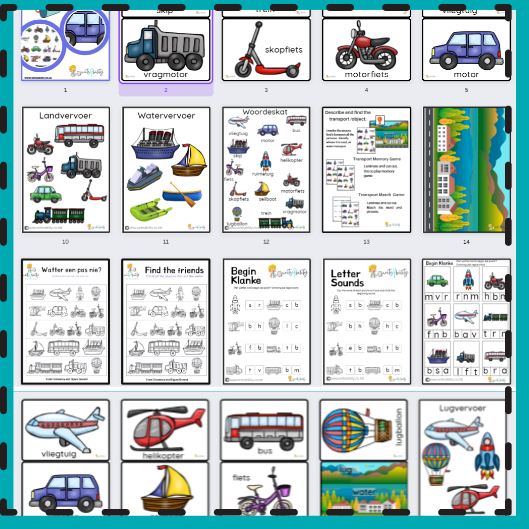 Pret met Vervoer: Aktiwiteite, Speletjies en Werksvelle. WriteAbility
