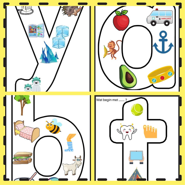 Beginklank Pret- Muurkaarte en inkleurprente. WriteAbility