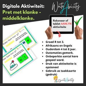 Pret met klanke: Middelklanke (Digitale/Aanlyn Aktiwiteit) WriteAbility