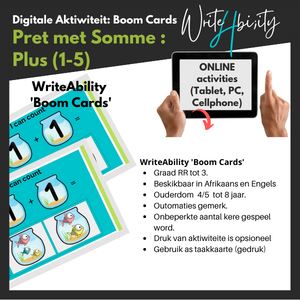 Ek kan plus somme doen. (Getalkonsep 1-5) Digitale Aktiwiteit. WriteAbility