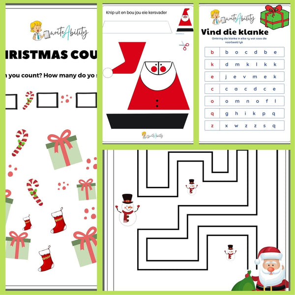 Kersfees: Persepsuele en Fynmotoriese werkboek. WriteAbility