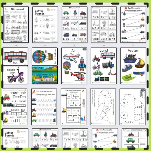 Transportation: Perceptual Activities, Games and Worksheets WriteAbility
