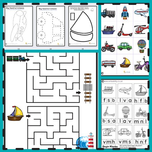 Pret met Vervoer: Aktiwiteite, Speletjies en Werksvelle. WriteAbility