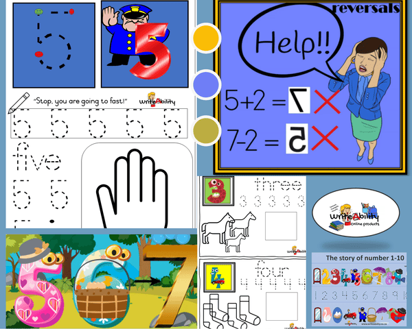 Number Reversals: Activities, worksheets and video bundle. Worksheet and Video Combo WriteAbility