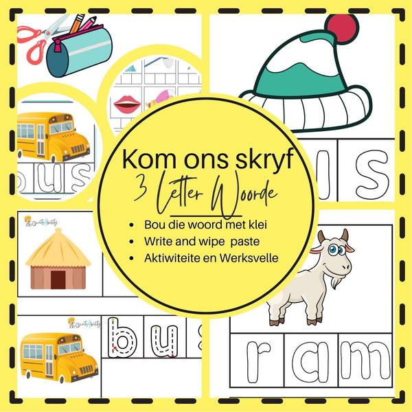 Kom Ons Skryf: 3 Letter Woorde. WriteAbility 