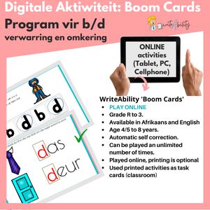 Klankomruiling en b/d verwarring: (Digitale aktiwiteit) WriteAbility 