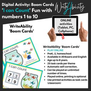 Fun with numbers; Counting and number sense activities 1-10 (DIGITAL) WriteAbility 