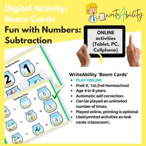 Fun with Numbers: Subtraction (Digital /Online Activity). WriteAbility 