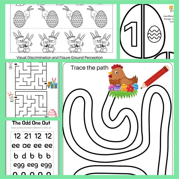 Easter Fun: Fine Motor and Visual Perceptual Worksheets and Activities WriteAbility 