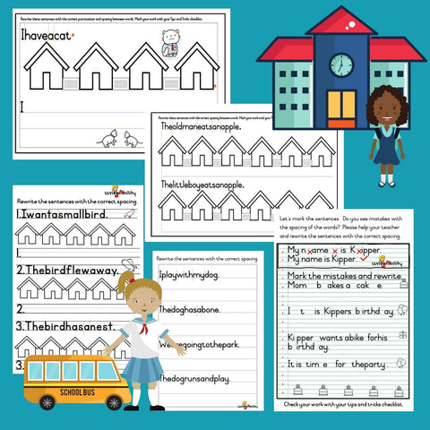 Spacing of Written Work : Complete Bundle Worksheet and Video Combo WriteAbility 