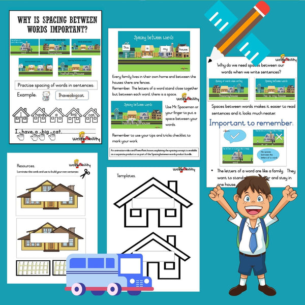 Spasies Tussen Woorde Wanneer Ons Sinne Skryf. (Video/PowerPoint en Werksvelle) Afrikaanse werksvelle en aktiwiteite WriteAbility 